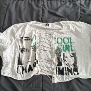 SHEIN White Crop Top with Chain Accents